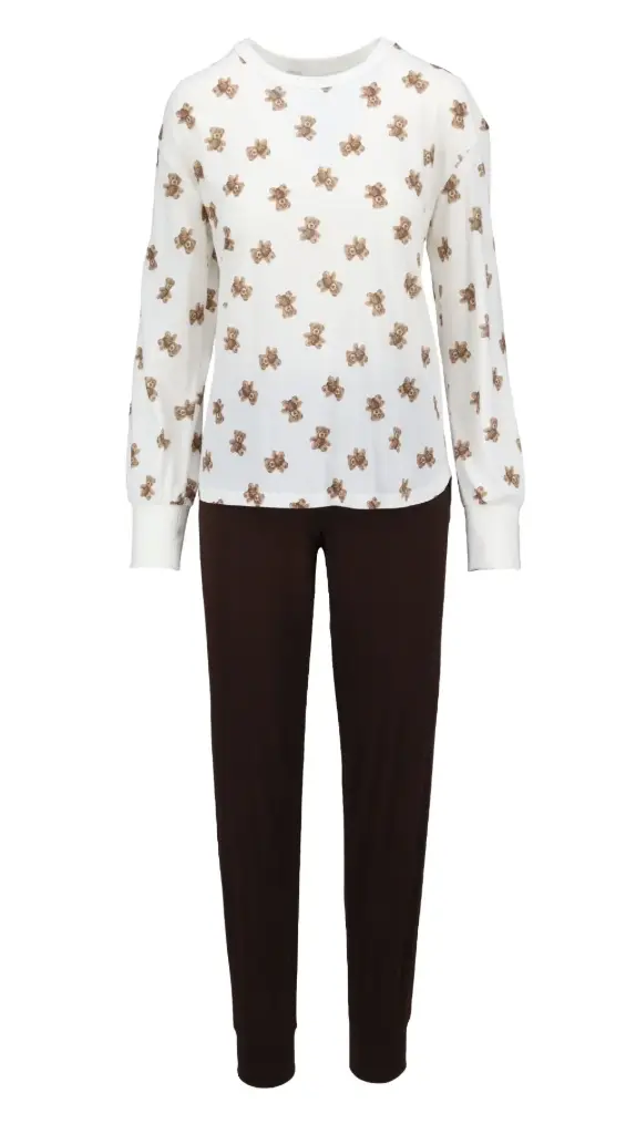 Ringella 6511231 / 130 Pyjama mit Bärchen-Dessin und Strickbündchen