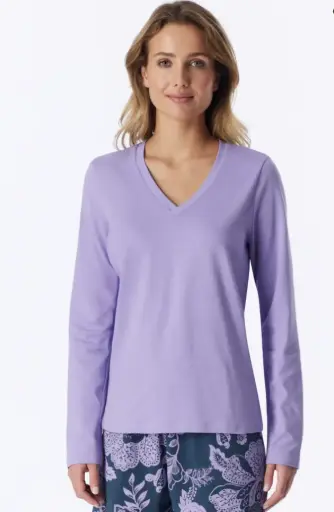 schiesser 183976-821 Shirt met lange mouwen en v-hals, zacht lila - Mix+ Relax  zachtlila